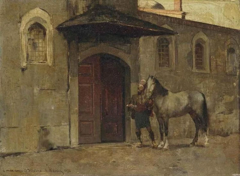 Cavaliera arabo alla porta